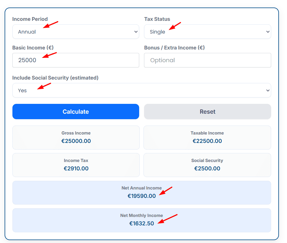 Budget Malta Tax Calculator