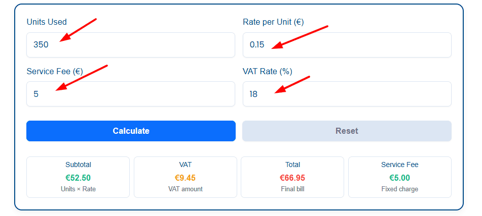Bill Calculator Malta